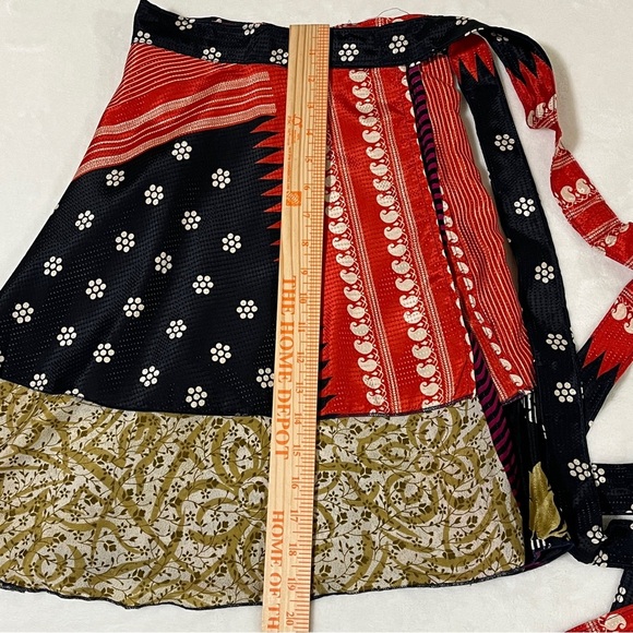 EARTHBOUND TRADING Co. Skirt 100% Silk Wrap Double Layers Reversible Multi-Color - Picture 8 of 12
